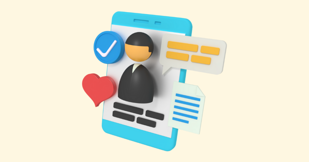 A simple stylized graphic of someone's profile page on a phone screen.