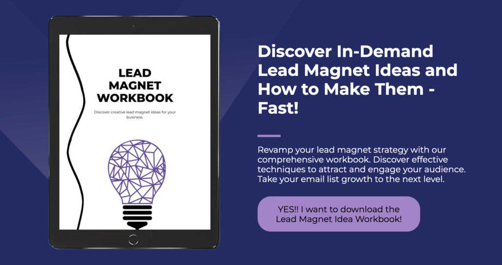 Screenshot of hero section of sales page for a lead magnet workbook