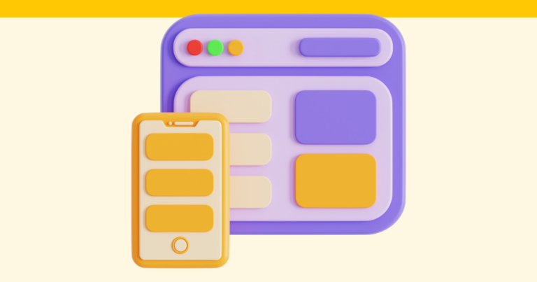 A simple stylized graphic depicting website sections.