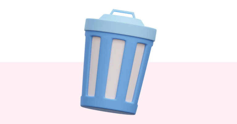 A simple stylized graphic of a trash can.