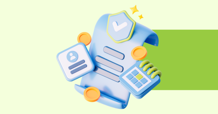 A simple stylized graphic of an invoice sheet with a calendar, money, and checkmark.