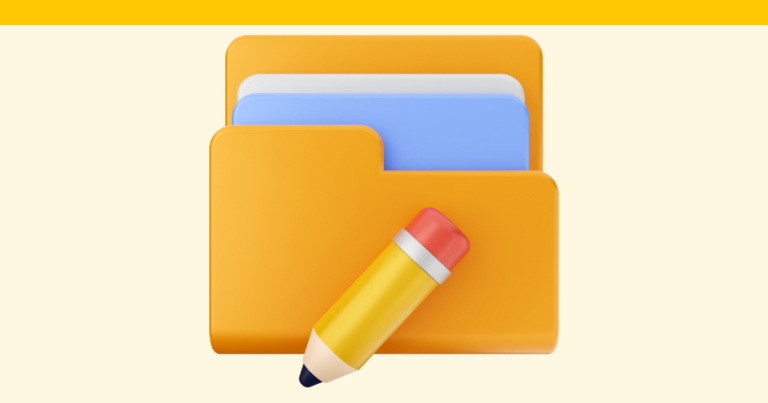 A simple stylized graphic depicting a folder of ready-made content.