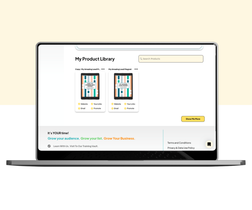 A screenshot of the product library.