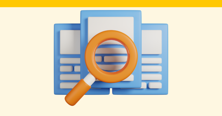 A simple stylized graphic depicting products being searched for.