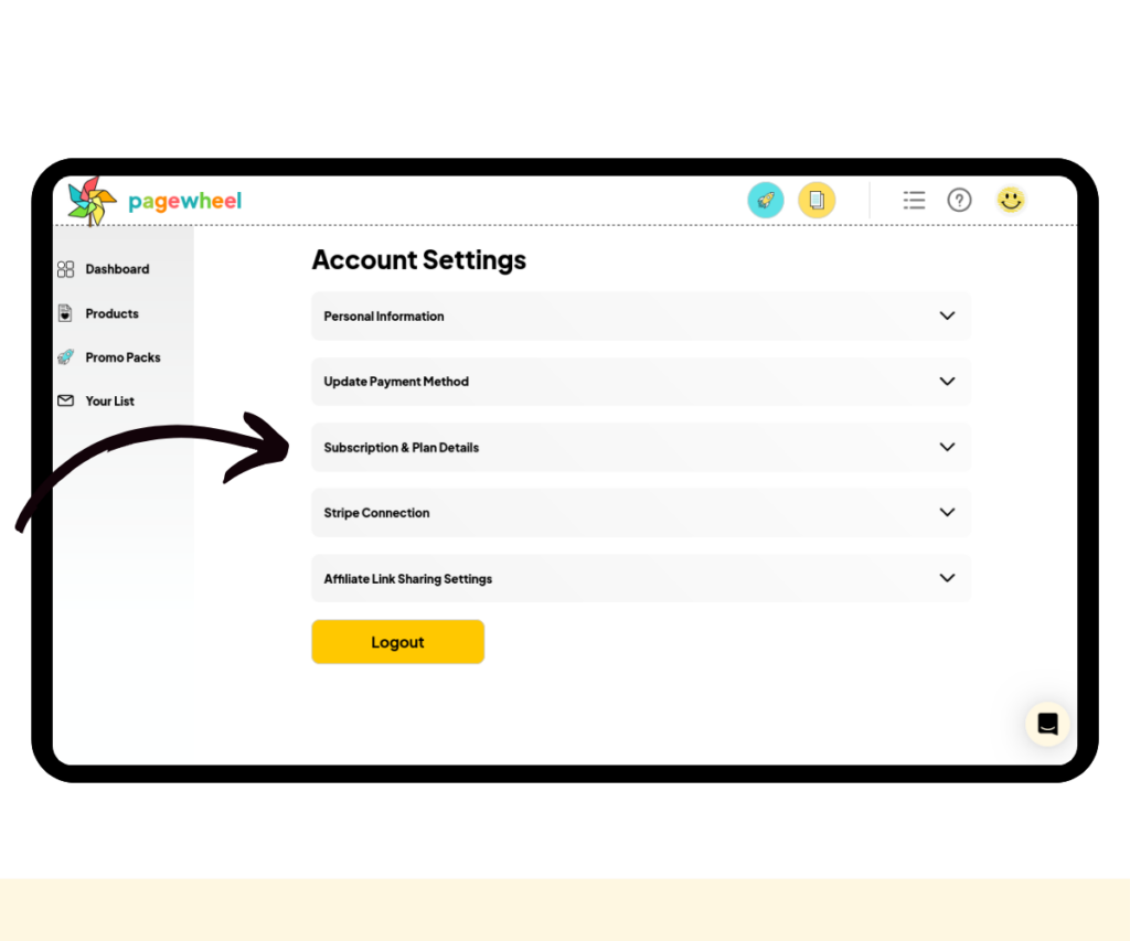 A screenshot showing where to click to open the “Subscription & Plan Details” section.