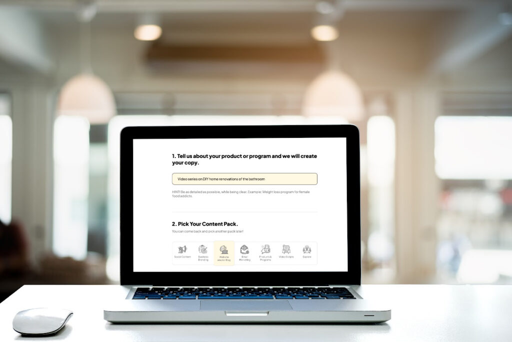 computer with screen of pagewheel's copy packs steps 1 & 2