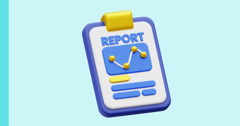 clipboard with report on it icon on a blue background