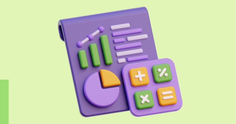 calculator and graph icon on a green background